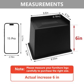 HANIHUA 4 Pack Bed Risers 6 inch Heavy Duty, Oversized Furniture Risers, Extra Wide Bed Lifts Risers for Table, Sofa, Dorm Twin XL, Couch, Desk, Bed Frame Risers Supports Up to 6,500 Lbs