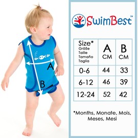Swimbest Baby Wetsuit - A Neoprene Baby Swimming Costume/Baby Wrap for 0-24 Months with 50+ UV Protection (Red Fish, 0-6 Months)