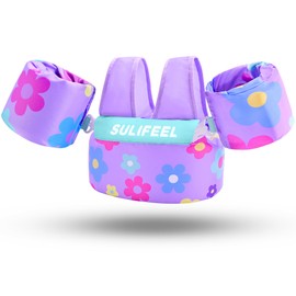 SULIFEEL Toddler Swim Vest for 20-66 lbs Kids Floaties Swim Jacket with Arm Water Wings for Girls Boys 2 3 4 5 6 7 Years Old Sea Beach Pool