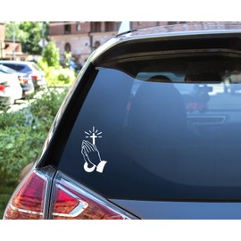 2 PCS Decal of Praying Hands with Cross, 7'' Tall Waterproof Stickers, Jesus Religious Sign for Car Window Door Laptop Helmet