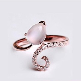 Yarrzhen Cat Rings for Women Sterling Silver Animal Ring Dainty Stackable Rings Sweet Style Niche Design Tail Index Finger Ring Stylish Teardrop Ring Cute Cat Ring Gifts for Cat Lovers 7