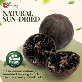 NY Spice Shop Whole Dried Black Lemons - 1 Pound Citrus limon - Natural Sun-Dried Loomi - Tangy Citrus Pods for Middle Eastern Cooking, Soups Stews and Spice Blends