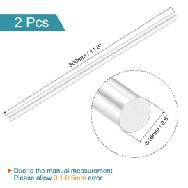 sourcing map Round Solid Aluminum Rod 16mm Diameter 300mm Length Lathe Bar Stock for DIY Craft Pack of 2