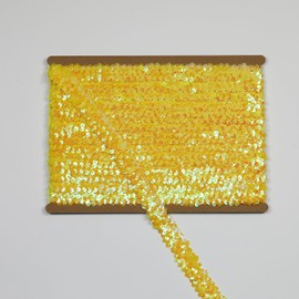 dlboboai Sequin Ribbon Trim Polyester Braided Ribbon 10 Yards 30mm Wide Lace Trim for Sewing Crafts Clothing Curtains Accessories Lampshade Home DIY Decoration (Yellow, 30mm Wide)