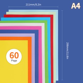 Vielseitiges Origami Bastelset: 60 Blatt 250g/m² A4 Tonkarton, Tonpapier A4, Fotokarton A4 - Bunte Pappe zum Basteln für DIY Projekte, Fotoalbum und Scrapbooking (20 Farben)