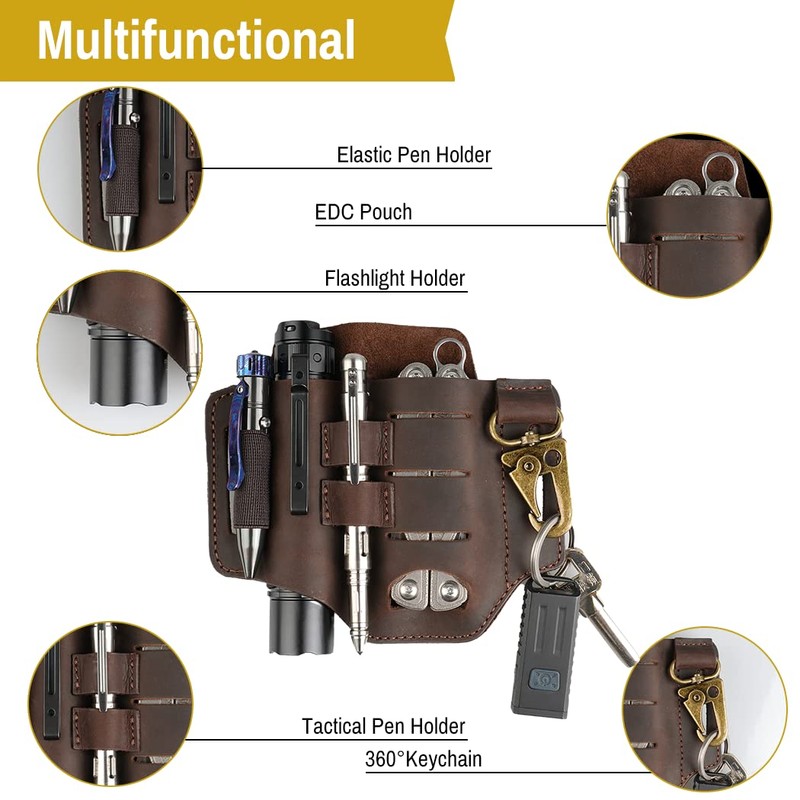 VIPERADE PJ16 Leather Sheath for Belt, Tool Leather Sheath for