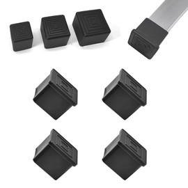 BOPOREAE 4 Pcs 1-1/2" x 1-1/2" Square Rubber Chair Leg Caps, PVC Table Leg Covers, Flexible & Anti-Slip Furniture Leg End Caps, Chair Leg Floor Protectors for Bar Stool Leg Patio Indoor, Black