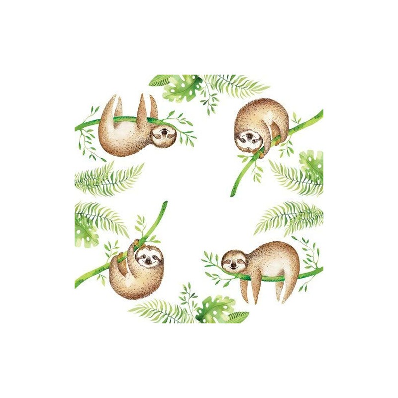 20 Napkins Cute Sloth from the Jungle Animal Motif 33