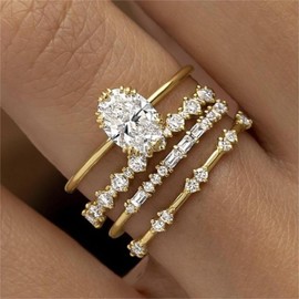 Gold Rings for Women Non Tarnish Stackable Rings for Women Dainty Stacking Cubic Zirconia Ring Set Trendy Wedding Bands for Women Jewelry for Women Rings Size (Gold, 8)
