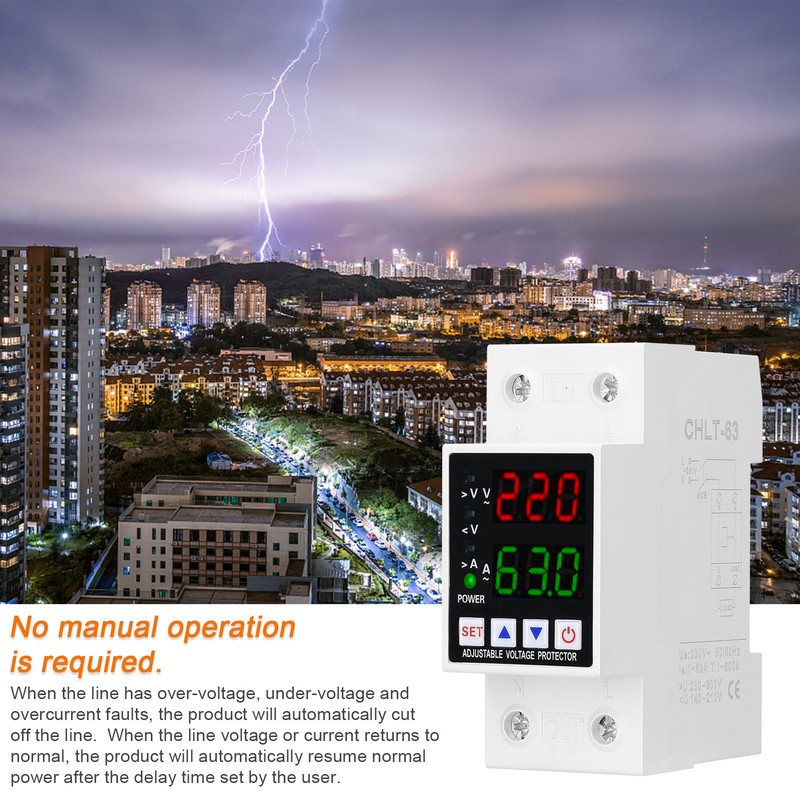 Dual Display Adjustable Voltage Protector Intelligent Over-voltage Under-voltage Over-current Protect