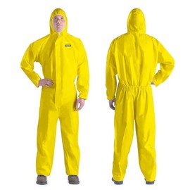 Hazmat Suit Disposable Coverall | Heavy Duty Full Body Paint Coverall & Suit in 7 Sizes - X-Large, Yellow, 1