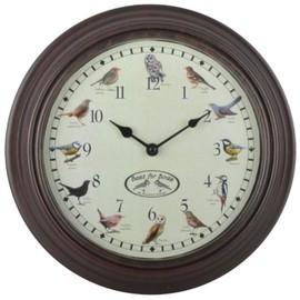 FAL 30cm Traditional Birdsong Wall Clock Chaffinch Tit Cuckoo Thrush Wren Robin Owl