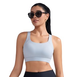 SONGSKY Energy Sports Bras for Women High Impact,Adjustable Racerback Molded Cup Sports Bra Yoga Training Bra with Sewn in Pads(WX3109_Grey_XL)