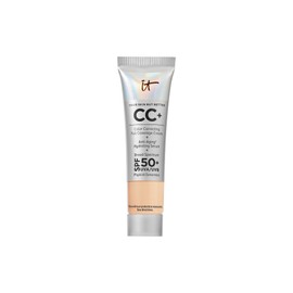 IT Cosmetics CC+ Cream Travel (Light Medium) - Natural Full Coverage Foundation With SPF 50+, Color Corrector & Anti-Aging Hydrating Serum, Hyaluronic Acid + Peptides, Up To 24H Wear - 0.4 fl oz