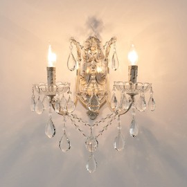 YLONG-ZS Crystal Wall Sconce Crystal Wall Chandelier Wall Lamp Modern Wall Mounted Light Brush White for Living Room Bathroom Bedroom and Hallway Wall Sconce Lighting