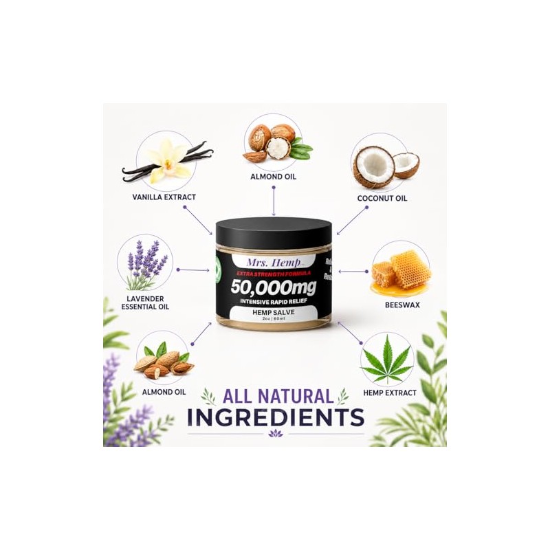 Mrs. Hemp 50,000mg Salve, Whole Body Topical Application for Hands,