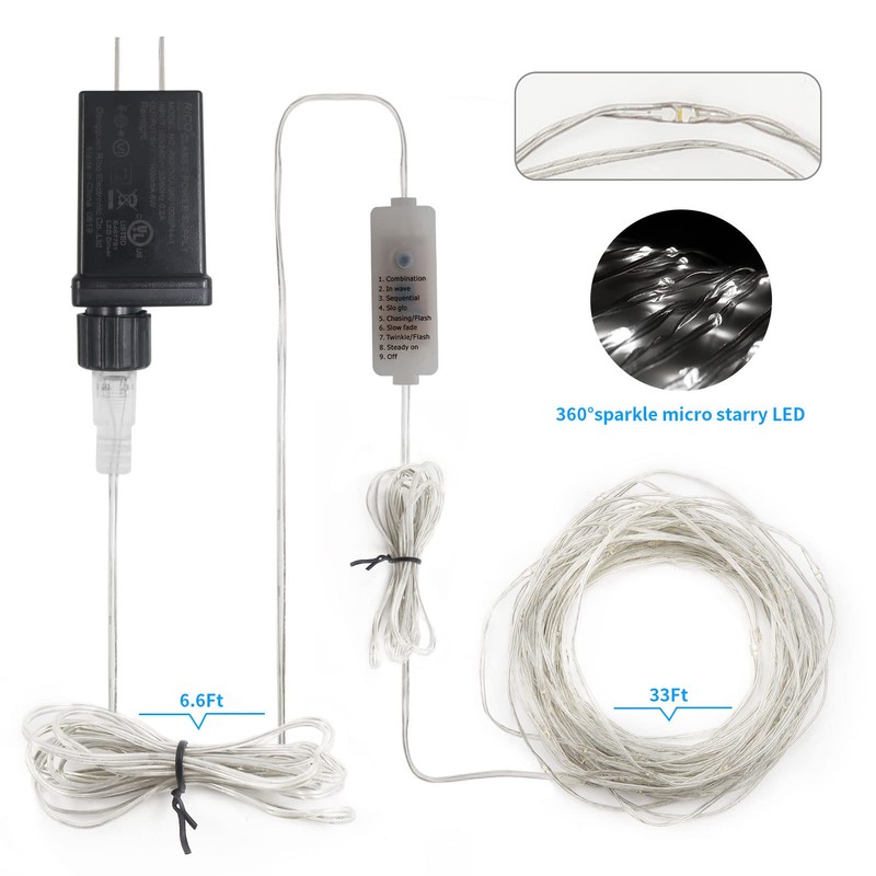 2 Pack Fairy String Lights Plug in, 33Ft 100 Micro