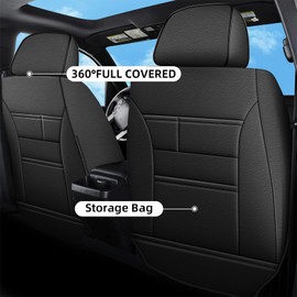 AOMSAZTO Custom Fit Seat Covers for Toyota Tacoma Crew Cab: 2005 2006 2007 2008 2009 2010 2011 2012 2013 2014 2015 Full Set Faux Leather Tacoma Truck Seat Covers（Black