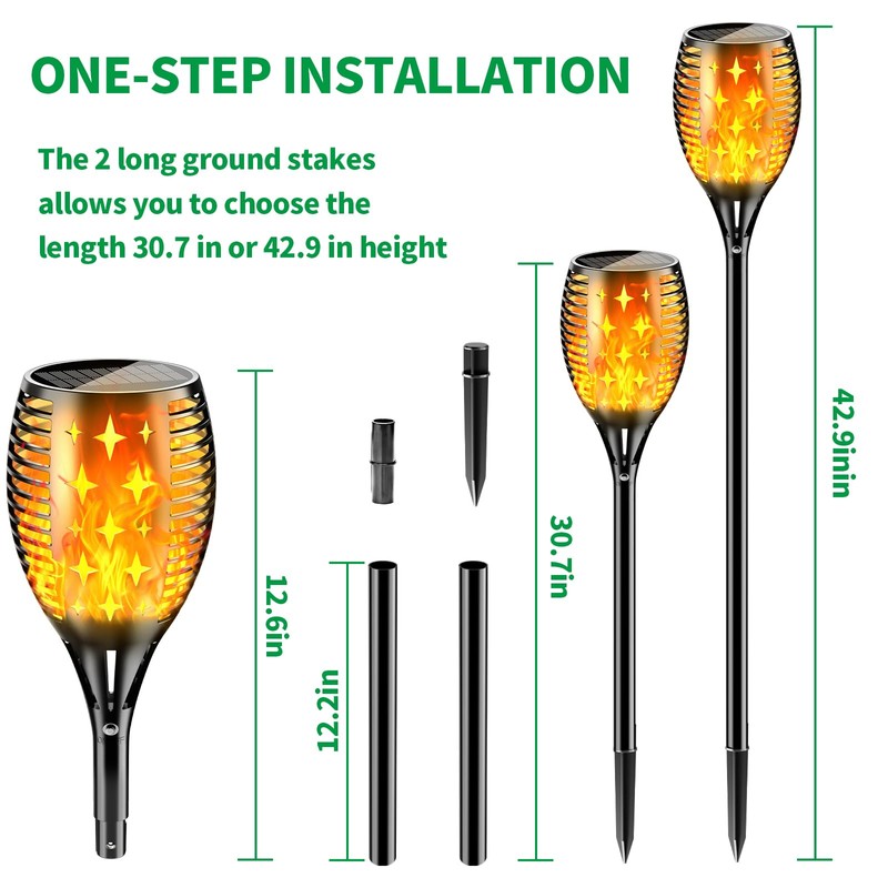 YoungPower Solar Outdoor Torch Lights Flicking Flame,Outdoor 43" Large Landscape