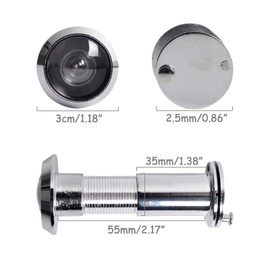 Door Viewer Peephole, Solid Brass 220-degree Door Viewer with Heavy Duty Rotating Privacy Cover for 1-3/8" to 2-1/6" Doors for Home Office Hotel (Polished Chrome)