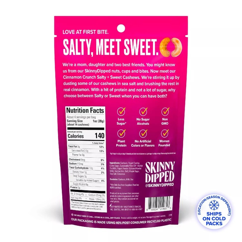 Skinnydipped Skinny Dipped Cashews Cinnamon Crunch Mix 4oz