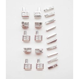 20 pcs #5 Metal Zipper Head Retainer Box Zipper Bottom Sliders Retainer Insertion pin, Jacket Coat Zipper Repair Kit (Silver)