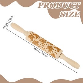 DELORIGIN Butterfly Embossed Wooden Rolling Pin 34cm Flower Long Rolling Pin for Baking Biscuits 3D Pattern DIY Kitchen Tool Baking Accessories Homemade Bakery Pastry Cookie Fondant Dough Pizza