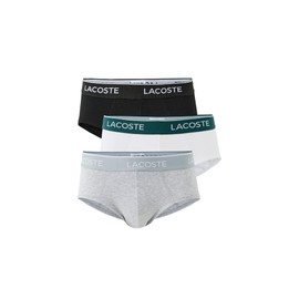 Lacoste Men's Cotton Stretch Essentials Briefs, 3-Pack, Black/White/Dove Grey (New), Medium