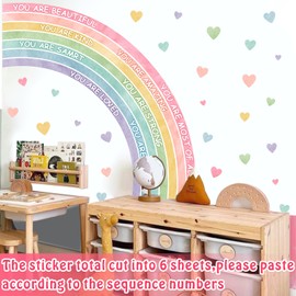 Large Rainbow Wall Stickers Watercolors Inspirational Wall Decal Baby Girls Bedroom Walls Decor Half Rainbow Decals Peel and Stick Pastel Pink Vinyl Art Mural Sticker for Toddler Playroom Kids Nursery