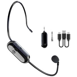 Wireless Microphone Headset, 2.4GHz, 160ft Range, Headset Microphone and Handheld Microphone, 2 in 1, 6.35mm and 3.5mm Jack, Type C Charger, Wireless Headset Microphone for Speakers