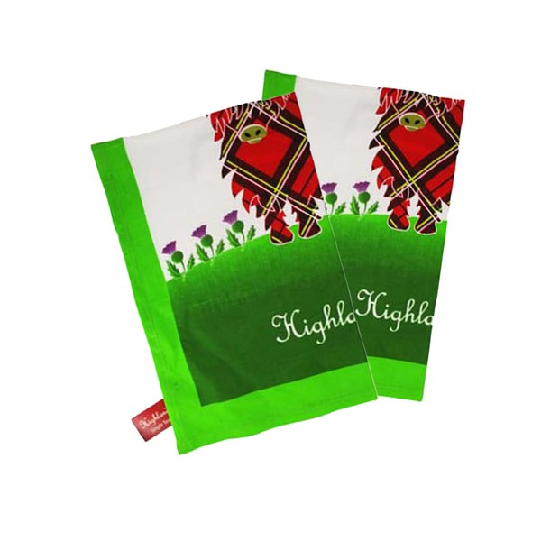 Royal Tara Scottish Cotton Tea Towel with Highland Cow Set