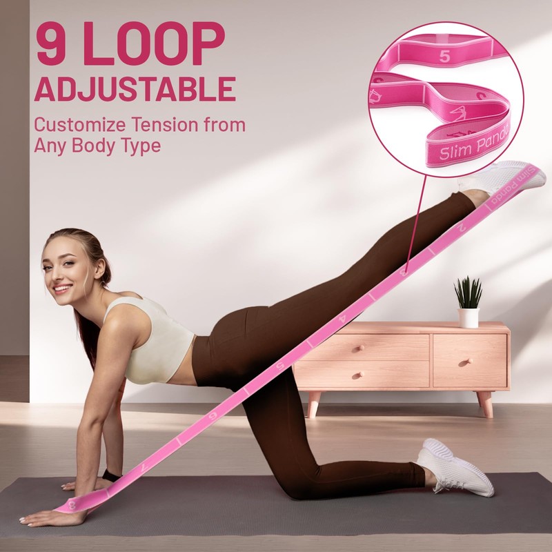 Slim Panda Yoga Stretching Band, Yoga Stretching Strap with 9