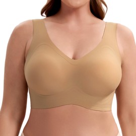 HBselect Deep V Bras for Women No Underwire Seamless Bra Comfort Wireless Bralettes Full Coverage Padded Bras with Extender