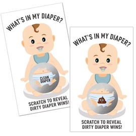 Haizct 50 Pack What's in My Diaper Scratch Off Game Scratch Off Cards for Baby Shower, Baby Shower Activity and Idea, Silly Activity for Ice Breakers-GK097
