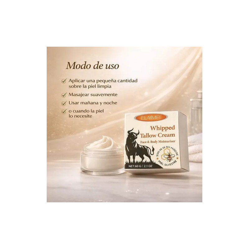 Crema Natural Sebo De Res Humectante Facial Y Corporal,kit 2