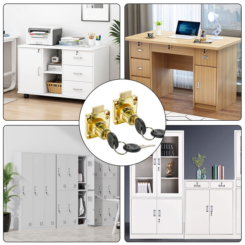 Jiozermi 2 Packs Drawer Lock with Keys, Desktop Lock with