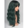 24 Inch Forest Green Wavy Wig with Bangs, Heat Resistant