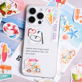 46 PCS Summer Beach Stickers, Surfing Stickers, Hawaii Beach Stickers, Waterproof Vinyl Stickers Ocean Themed for Scrapbooking, DIY Crafts, Laptops, Journal, Gifts for Adult, Child