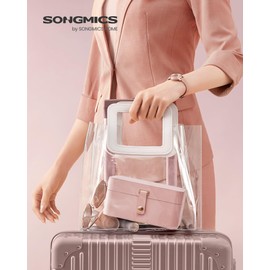 SONGMICS JBC166R01 Jewelry Box, Carrying, Accessory Case, Small, 2-Layer Travel, Portable, Jewelry Suitcase, 4.3 x 6.3 x 3.1 inches (11 x 16 x 8 cm), For Necklaces, Rings, Watches, Cosmetics, Presents