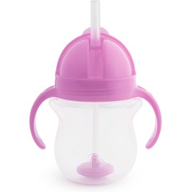 Munchkin Any Angle Click Lock Weighted Straw Trainer Cup, 7 Oz, 1 Pack, Purple