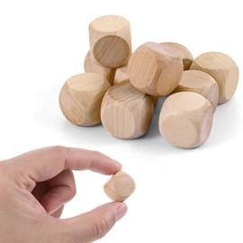 10 Pcs Wooden Blank Dice, 6 Sided Blank Dice DIY Graffiti Dice Round Corner Cube Dice for Wooden Cube Craft DIY and Parties Supplies 1.8cm