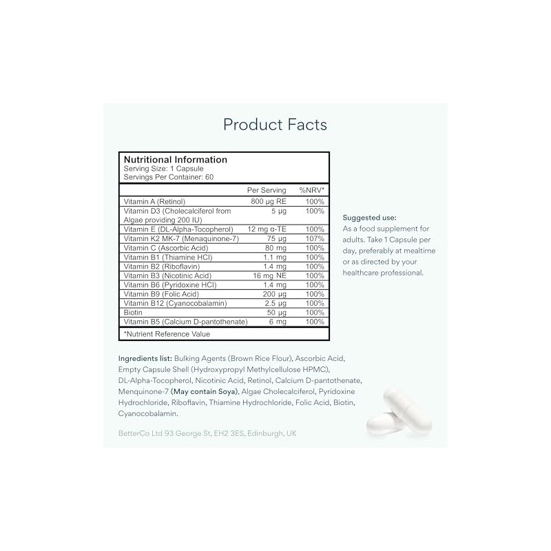 Bettervits Multivitamin Tablets for Women & Men, 13 Vitamins |