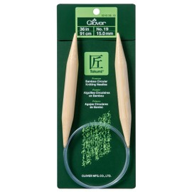 Clover 3016/36-19 No. 19 Bamboo Circular Knitting Needles, 36"