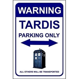 Retro Dr Who TARDIS Aluminum Sign - Parking Only, 8 x 12 Inch Wall Decor for Shed, Garage, Man Cave, Kitchen