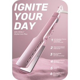 ROSILY Nano Titanium Flat Iron | 1.75 Inch Wide Hair Straightener, Dual Voltage 100-240V, Adjustable Temperature Suitable for All Hair Type, Instant Heat Up