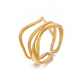 KELMALL Gold Plated Rings for Women, Non Tarnish Statable Stainless Steel Chunky Adjustable Statement Cocktail Rings