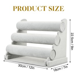 Shengxi Jewellery Stand Velvet 3 Tier Grey Bracelet Stand Jewellery Stand Removable Bracelet Holder T-shape Bracelet Holder for Watches Bracelets Necklaces