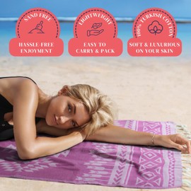 Big Beach Towel (69 inch x 37 inch) - Turkish Beach Towel - Beach Towel Oversized Quick Dry - Sand Proof Beach Towel - Quick Dry Beach Towel for Travel - Travel Beach Towel Turkish