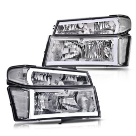 CNNELL LED Headlights Assembly Compatible with 2004-2012 Chevy Colorado/2004-2012 GMC Canyon/2006 Isuzu i-280 i-350/2007-2008 Isuzu i-290 i-370, Clear lens Chrome Housing Clear Reflector