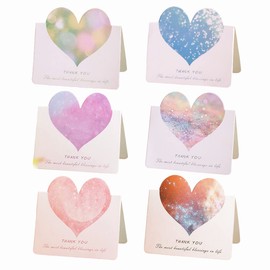 MANJIAMEI Foldable Love Heart Greeting Cards, 30 Pcs Assorted Color Romantic Heart Blank Note Cards, Sweet Thank You Cards Gift Cards forWedding Anniversary Party Invitation or Other Special Day (B)
